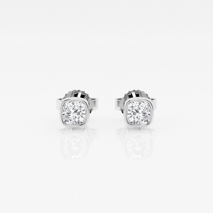 Cushion FG-VS2 Lab-Grown Diamond Bezel Set Stud Earrings
