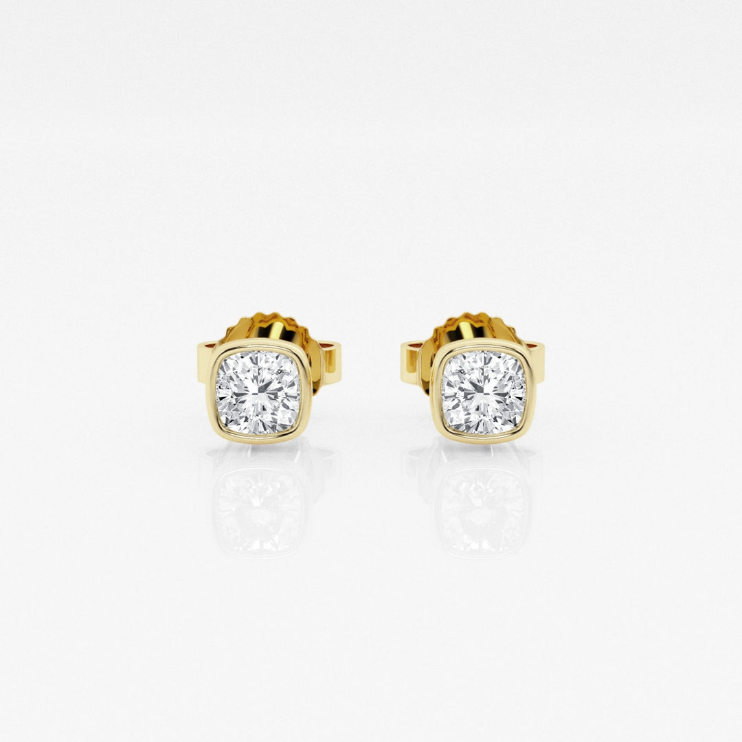 Cushion FG-VS2 Lab-Grown Diamond Bezel Set Stud Earrings
