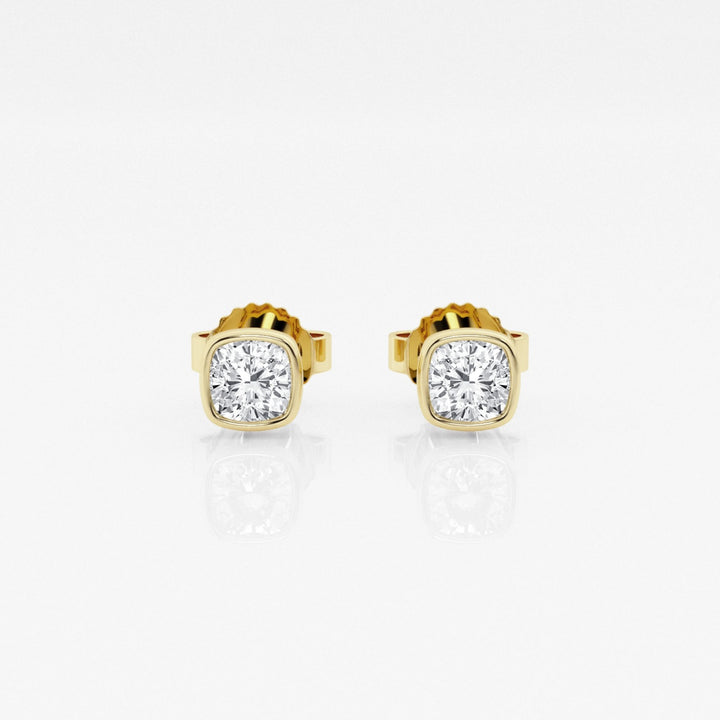 Cushion FG-VS2 Lab-Grown Diamond Bezel Set Stud Earrings