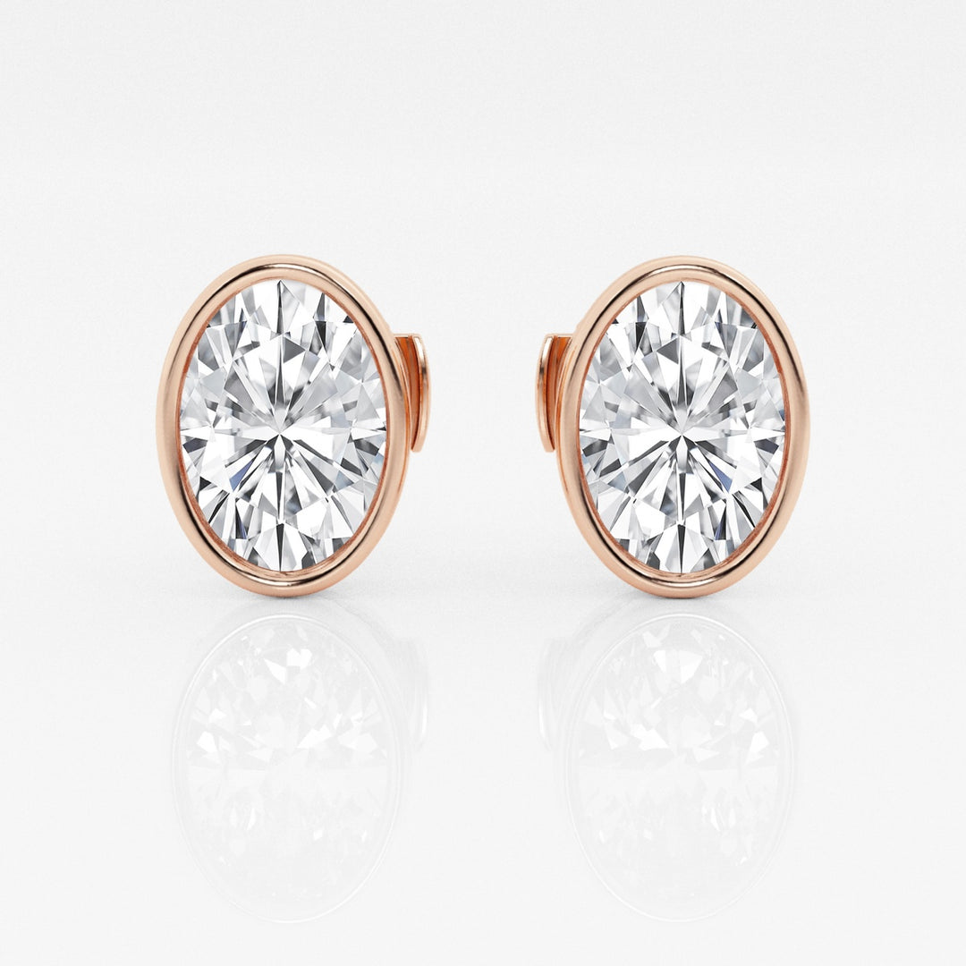 Oval FG-VS2 Lab-Grown Diamond Bezel Set Stud Earrings
