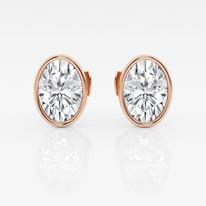 Oval FG-VS2 Lab-Grown Diamond Bezel Set Stud Earrings