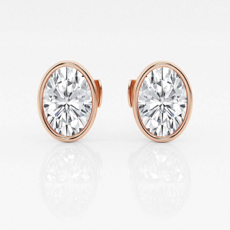 Oval FG-VS2 Lab-Grown Diamond Bezel Set Stud Earrings