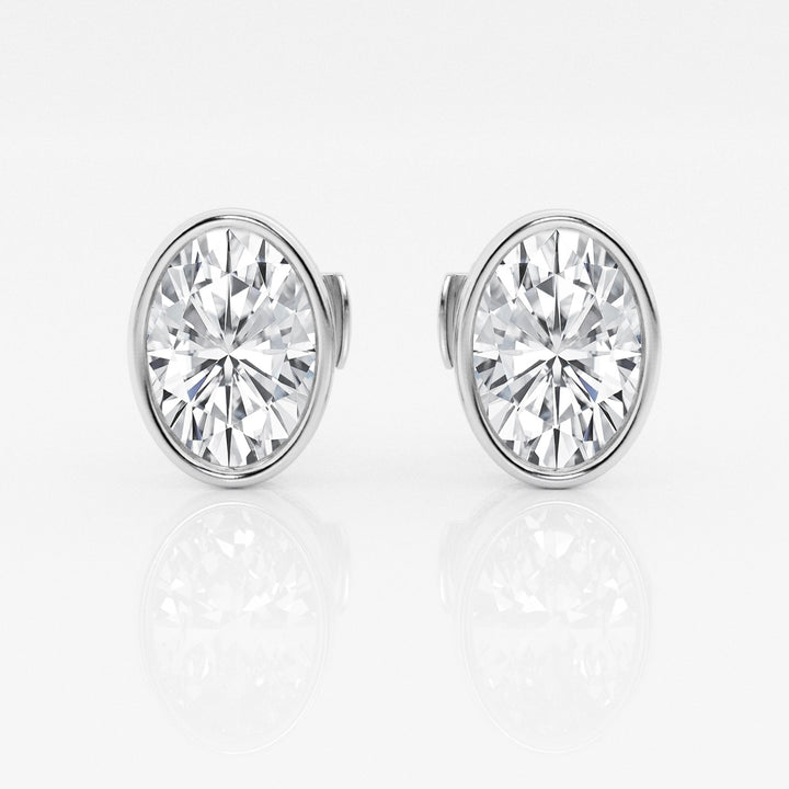 Oval FG-VS2 Lab-Grown Diamond Bezel Set Stud Earrings