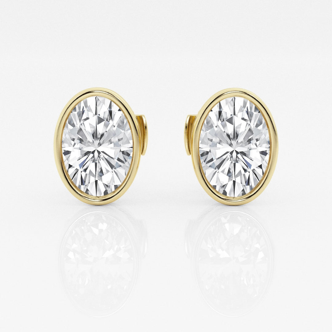 Oval FG-VS2 Lab-Grown Diamond Bezel Set Stud Earrings