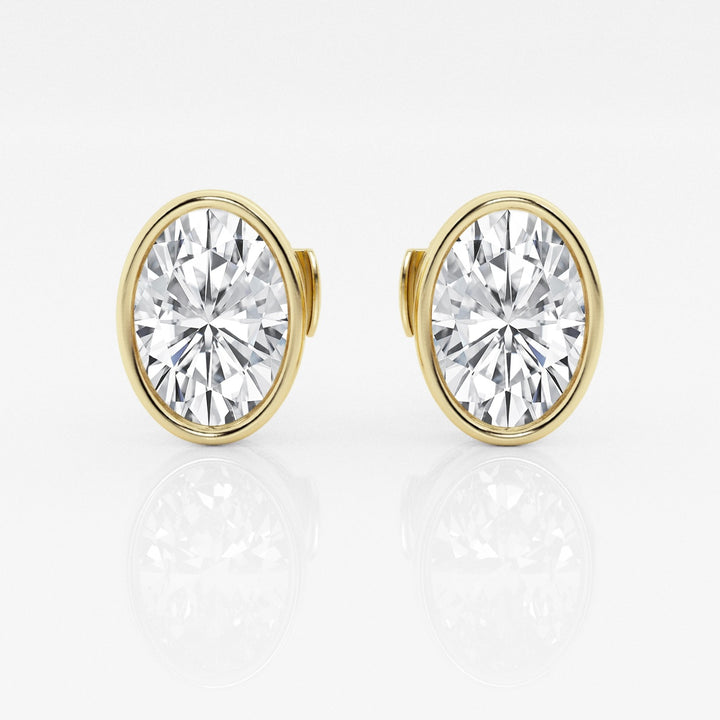 Oval FG-VS2 Lab-Grown Diamond Bezel Set Stud Earrings