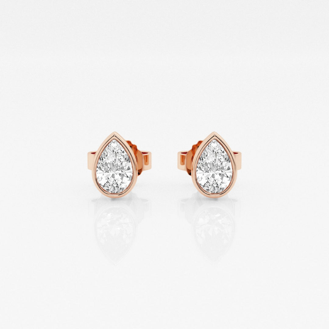 Pear FG-VS2 Lab-Grown Diamond Bezel Set Stud Earrings