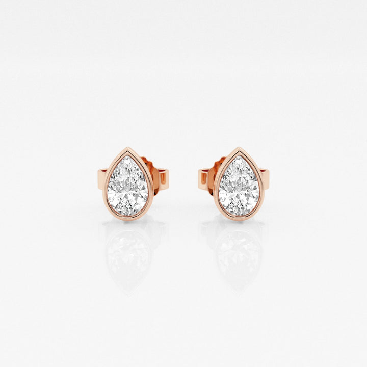 Pear FG-VS2 Lab-Grown Diamond Bezel Set Stud Earrings