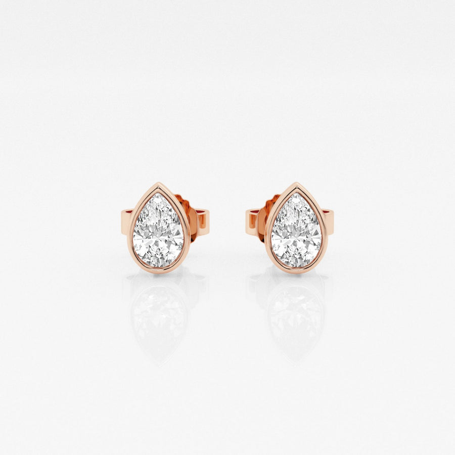 Pear FG-VS2 Lab-Grown Diamond Bezel Set Stud Earrings