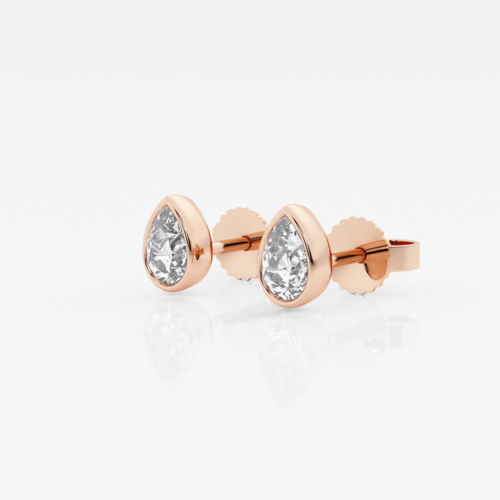 Pear FG-VS2 Lab-Grown Diamond Bezel Set Stud Earrings