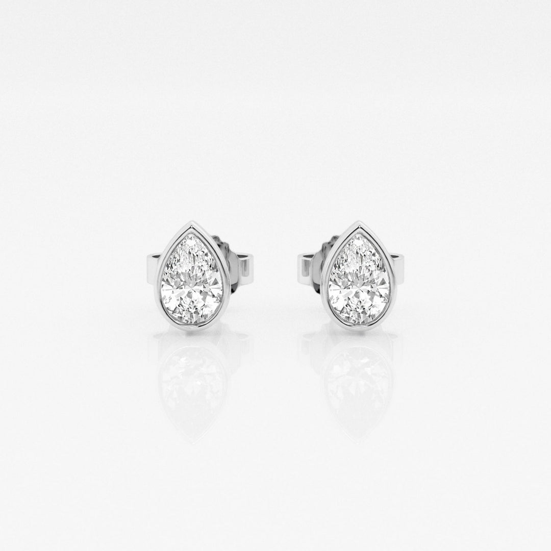 Pear FG-VS2 Lab-Grown Diamond Bezel Set Stud Earrings