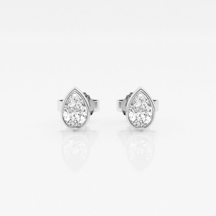 Pear FG-VS2 Lab-Grown Diamond Bezel Set Stud Earrings