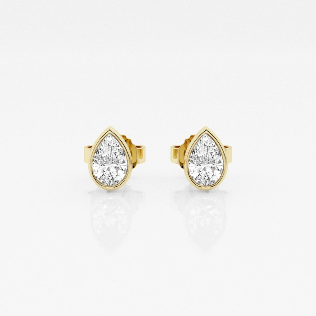 Pear FG-VS2 Lab-Grown Diamond Bezel Set Stud Earrings
