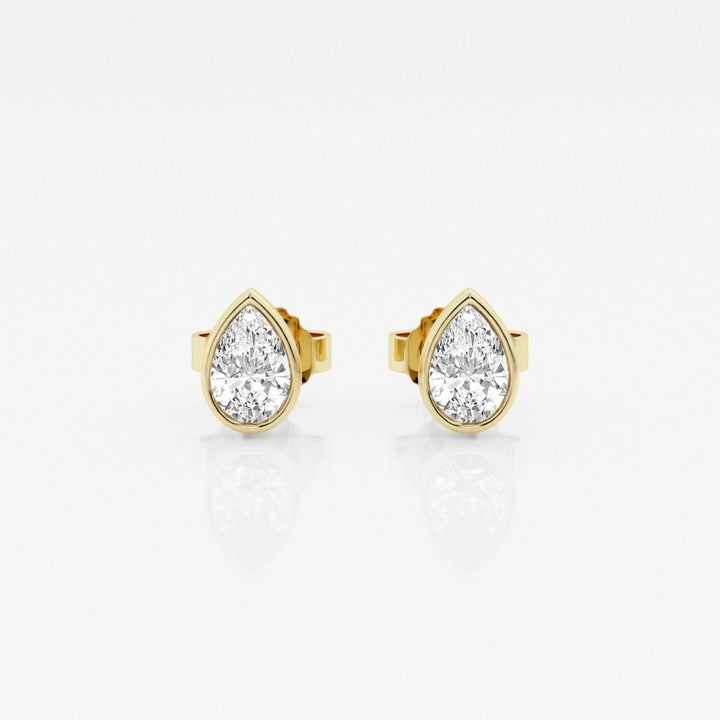 Pear FG-VS2 Lab-Grown Diamond Bezel Set Stud Earrings