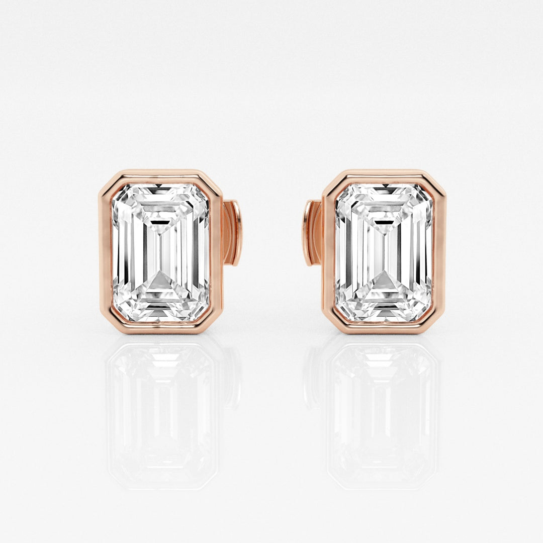Emerald FG-VS2 Lab-Grown Diamond Bezel Set Stud Earrings