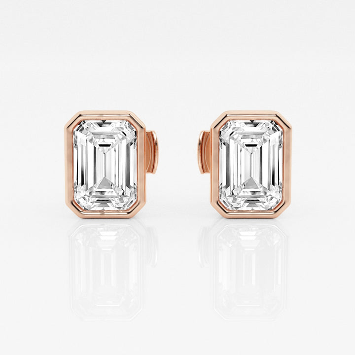 Emerald FG-VS2 Lab-Grown Diamond Bezel Set Stud Earrings