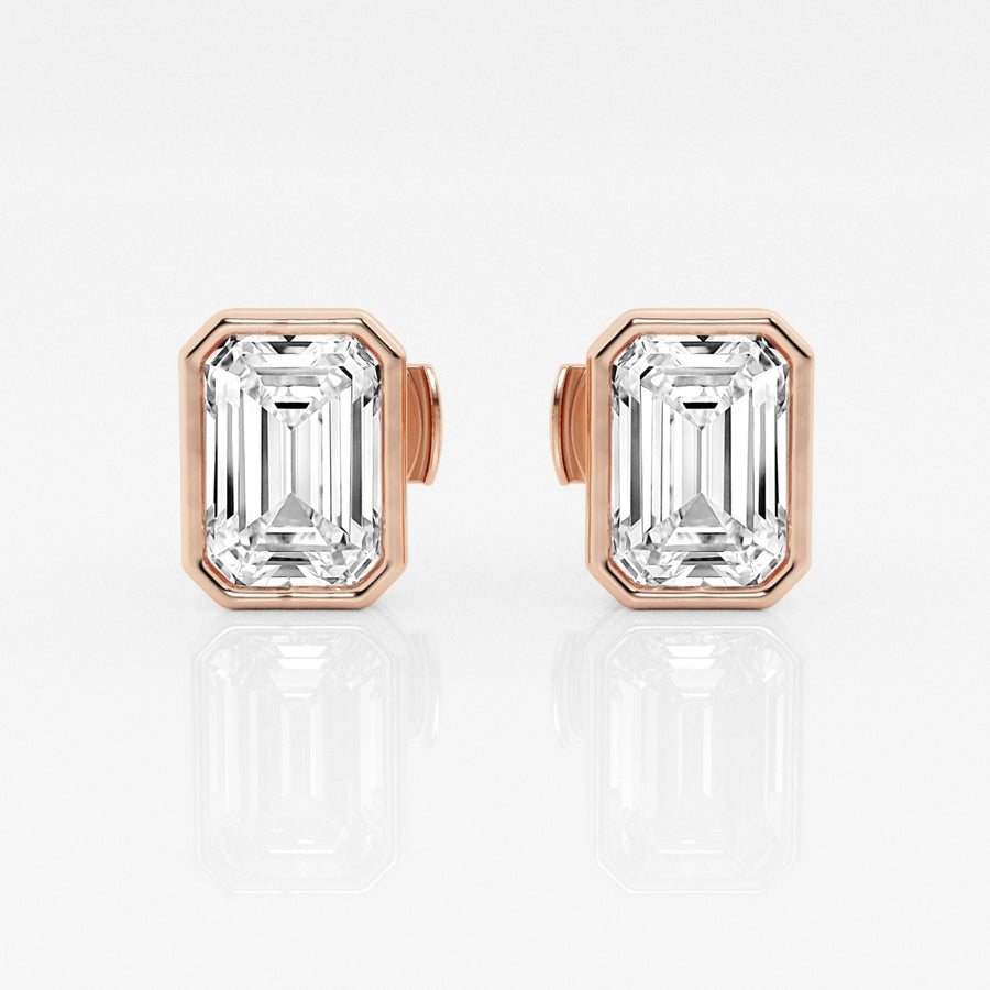 Emerald FG-VS2 Lab-Grown Diamond Bezel Set Stud Earrings