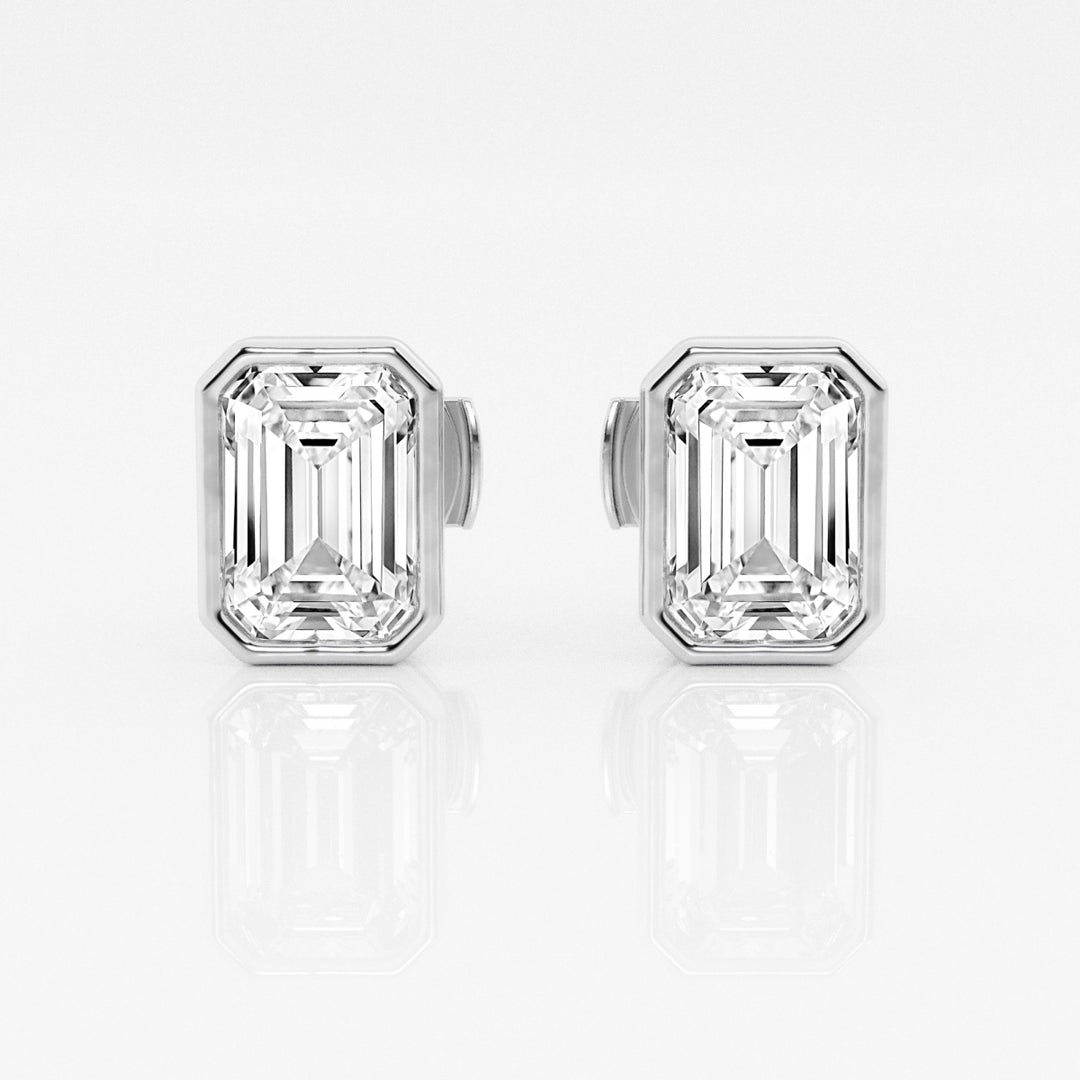 Emerald FG-VS2 Lab-Grown Diamond Bezel Set Stud Earrings