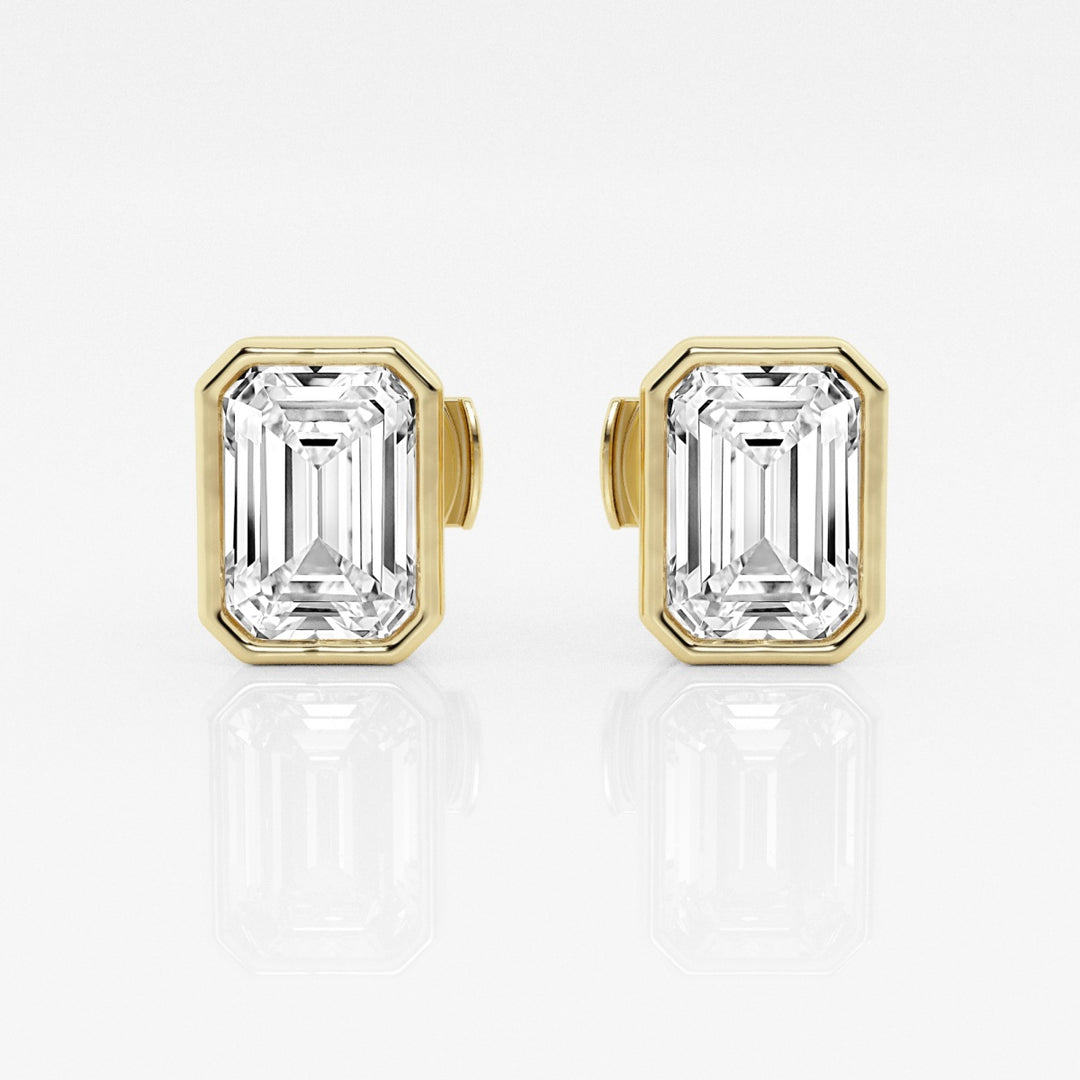 Emerald FG-VS2 Lab-Grown Diamond Bezel Set Stud Earrings