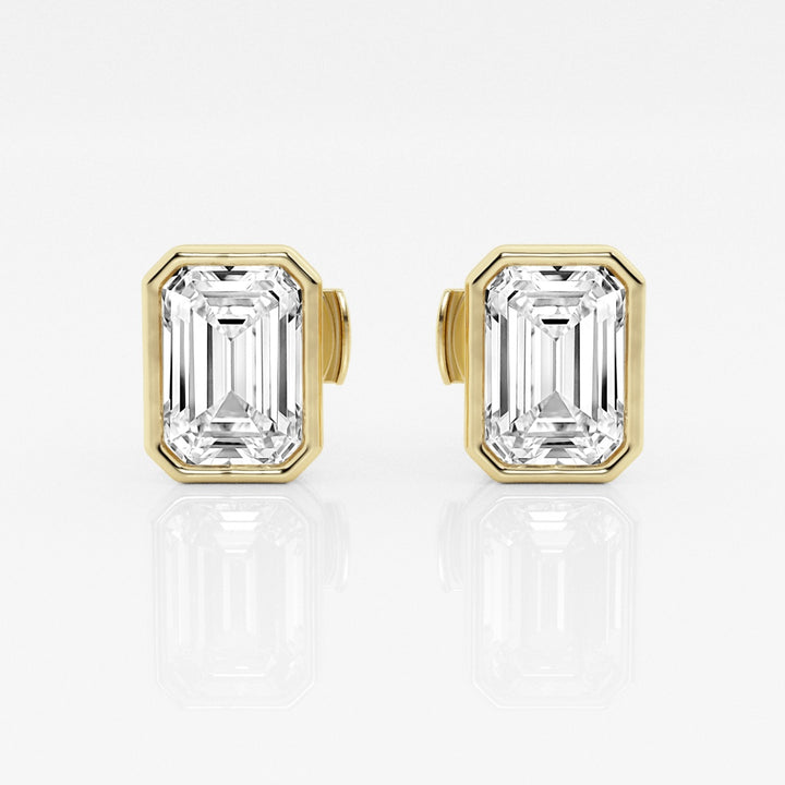 Emerald FG-VS2 Lab-Grown Diamond Bezel Set Stud Earrings