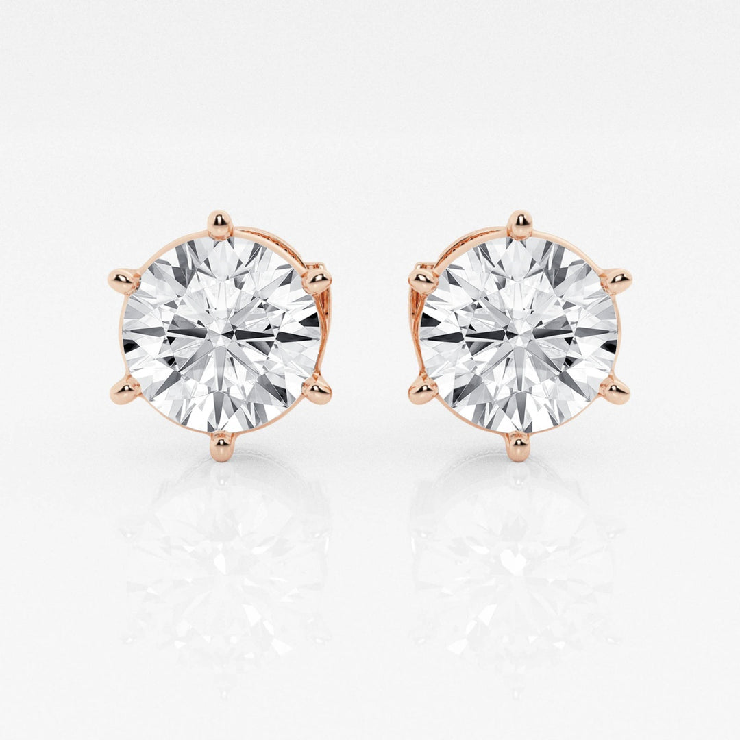 Round Cut FG-VS2 Lab-Grown Stud Earrings For Women