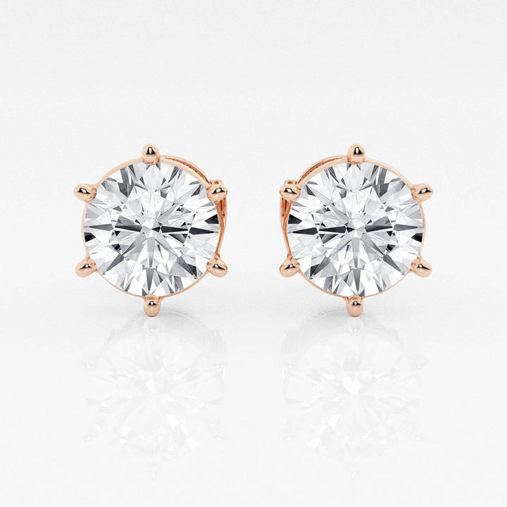 Round Cut FG-VS2 Lab-Grown Stud Earrings For Women