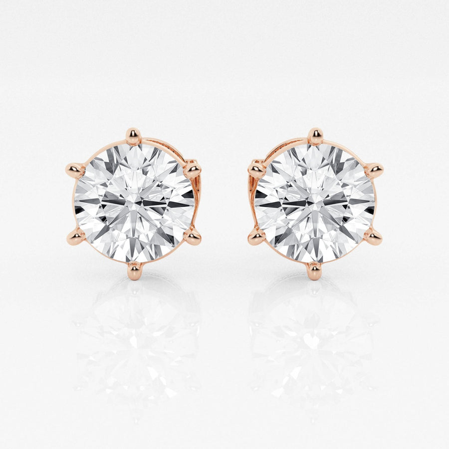 Round Cut FG-VS2 Lab-Grown Stud Earrings For Women