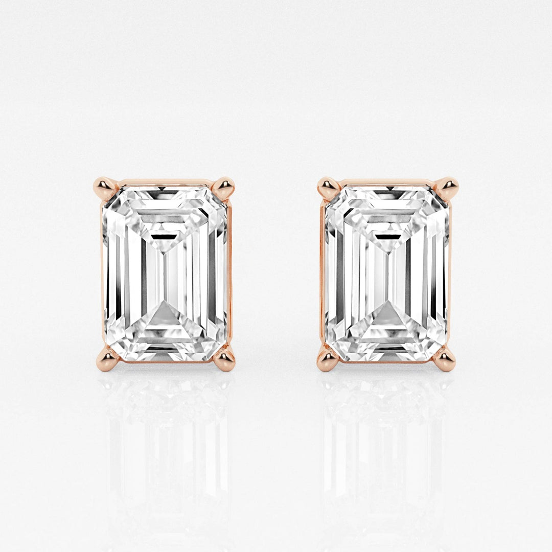 Emerald FG-VS2 Lab-Grown Diamond Solitaire Stud Earrings