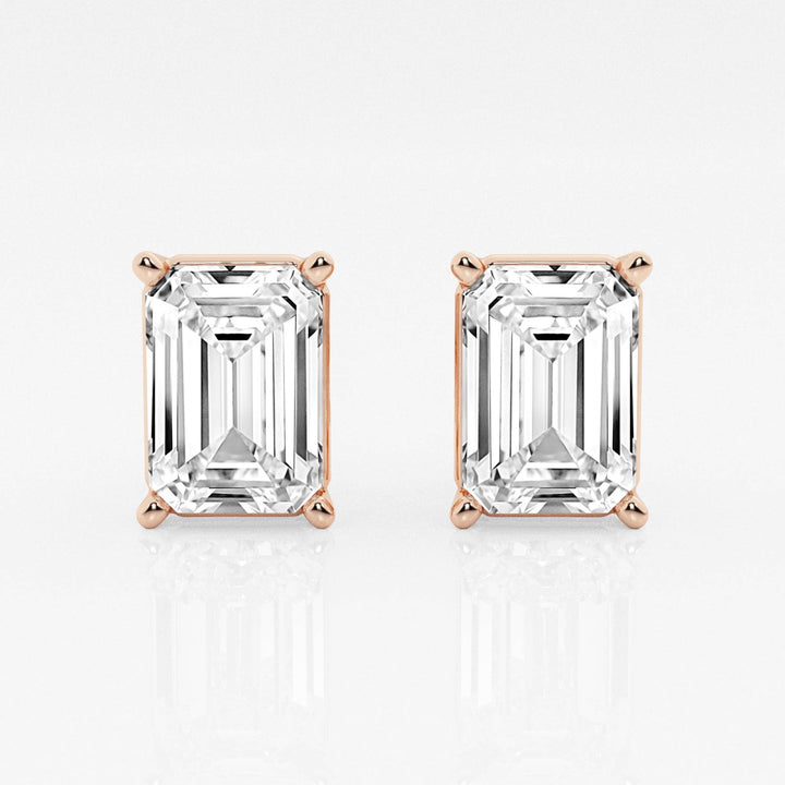 Emerald FG-VS2 Lab-Grown Diamond Solitaire Stud Earrings