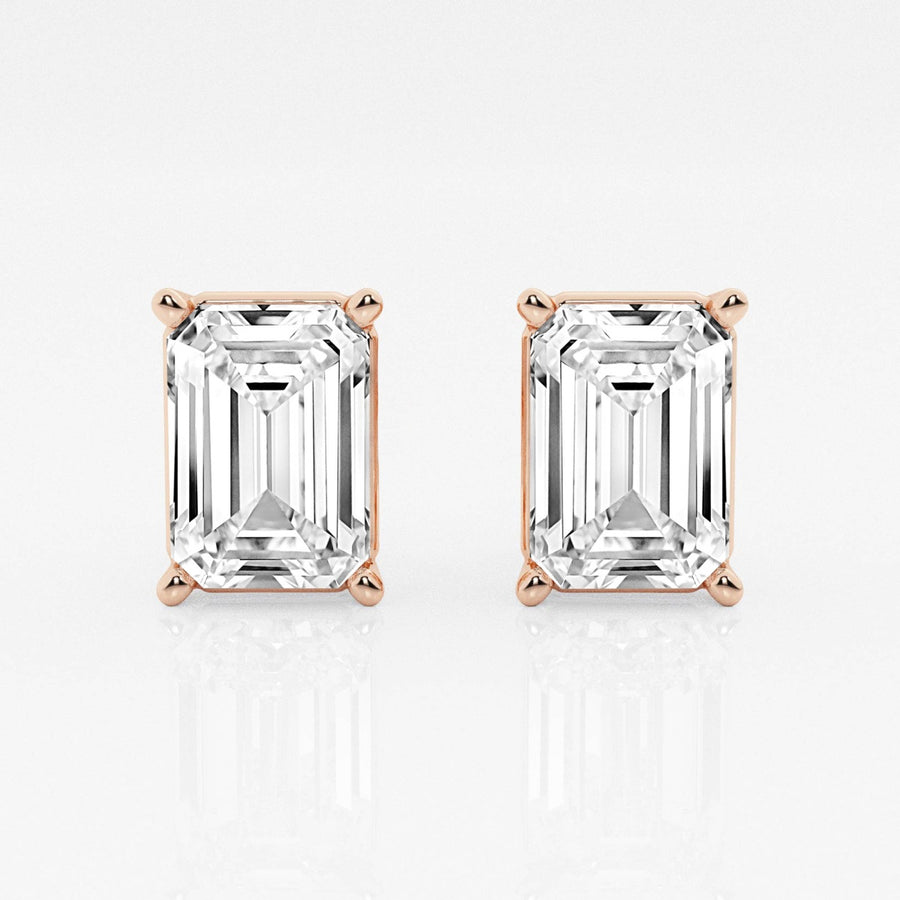 Emerald FG-VS2 Lab-Grown Diamond Solitaire Stud Earrings