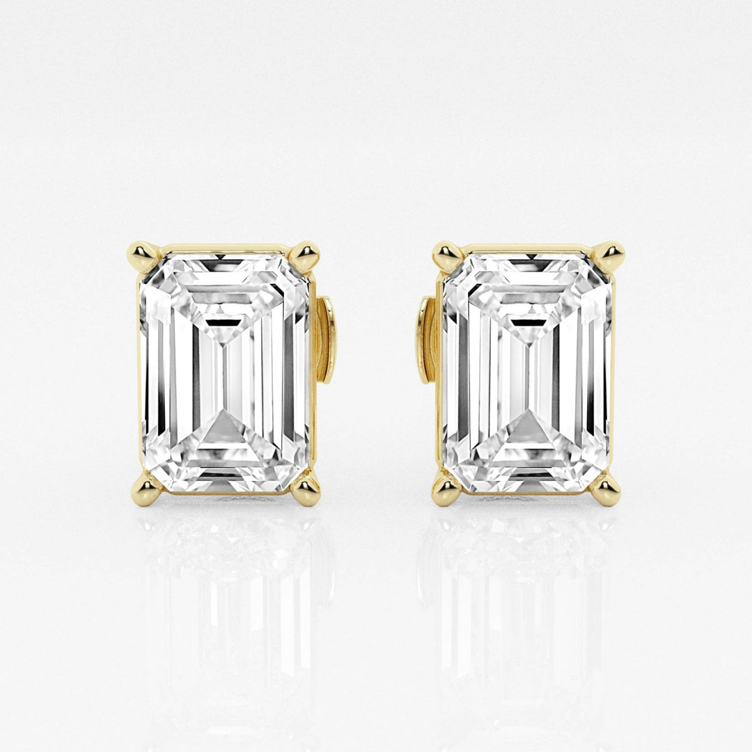 Emerald FG-VS2 Lab-Grown Diamond Solitaire Stud Earrings