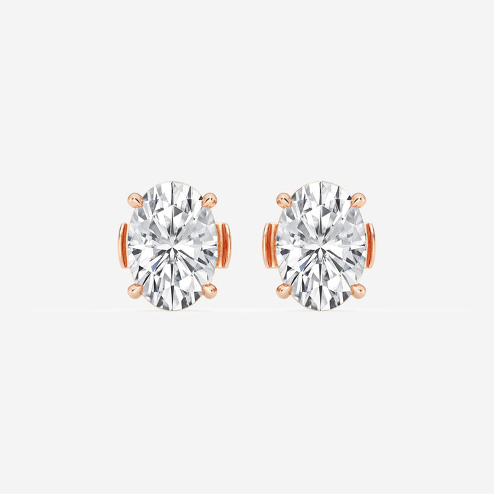 Oval Cut FG-VS2 Lab-Grown Diamond Hidden Halo Stud Earrings