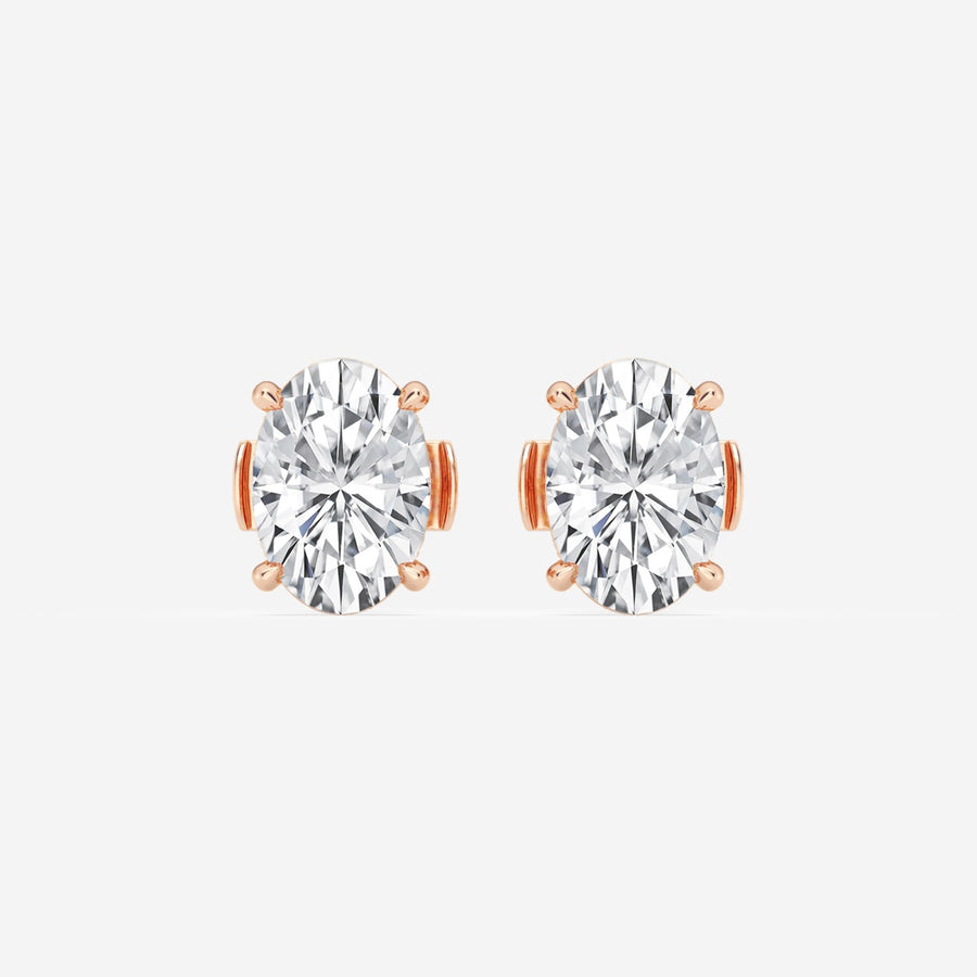 Oval Cut FG-VS2 Lab-Grown Diamond Hidden Halo Stud Earrings