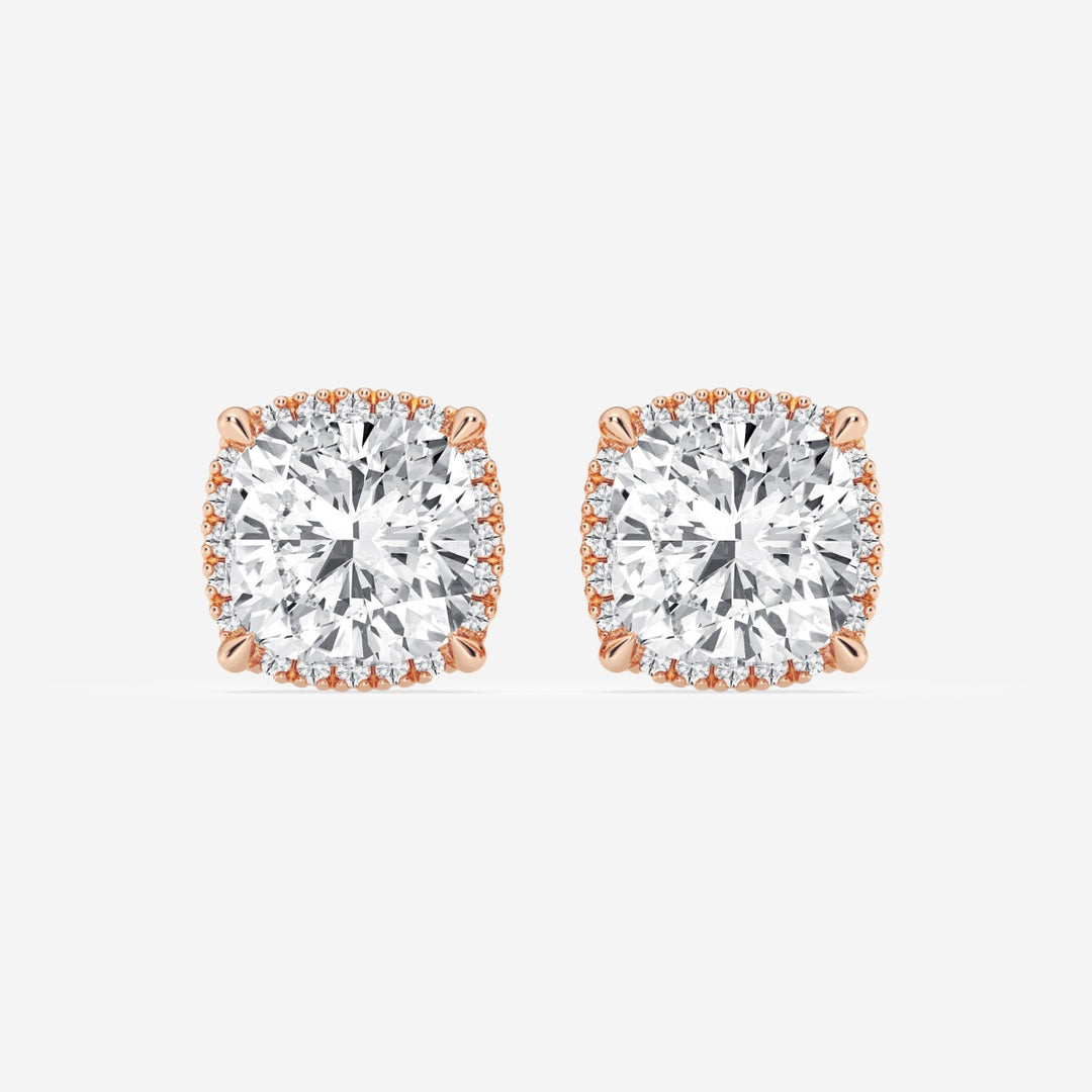 Cushion Cut FG-VS2 Lab-Grown Diamond Halo Set Stud Earrings
