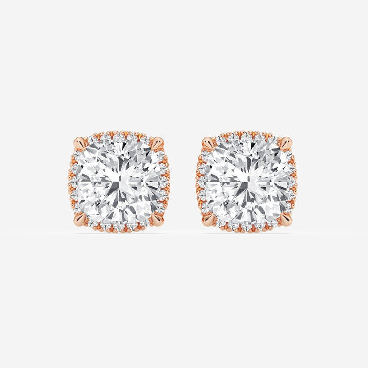Cushion Cut FG-VS2 Lab-Grown Diamond Halo Set Stud Earrings