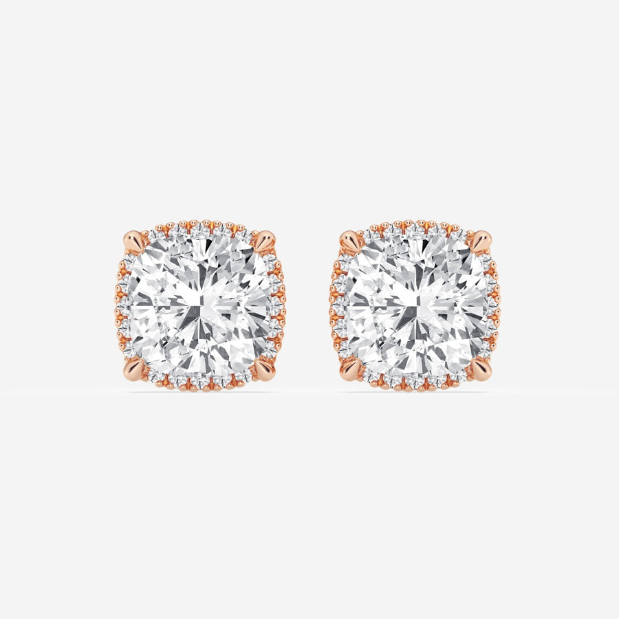 Cushion Cut FG-VS2 Lab-Grown Diamond Halo Set Stud Earrings