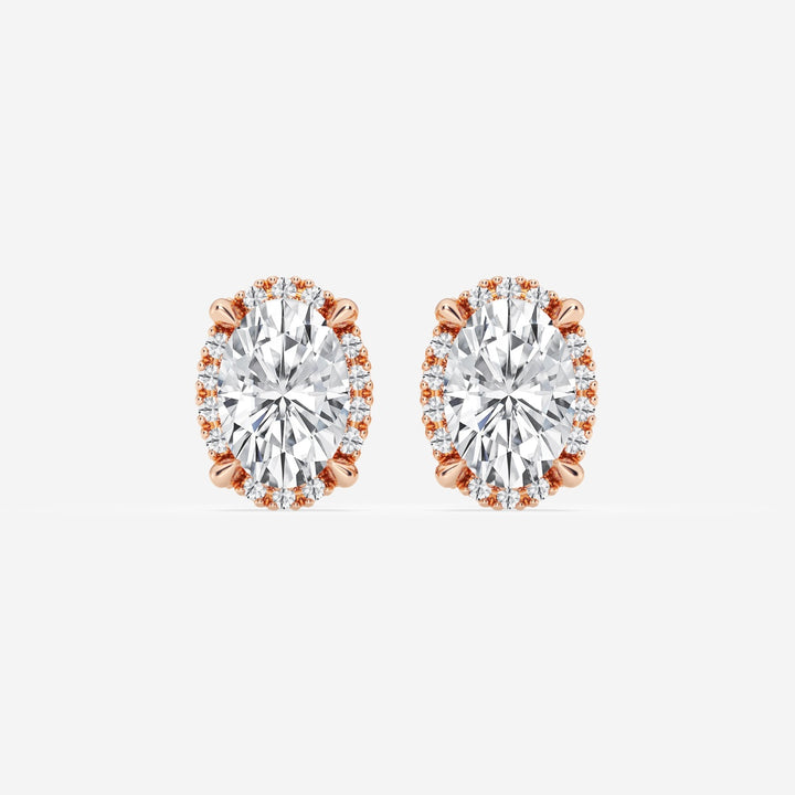 Oval Cut FG-VS2 Lab-Grown Diamond Halo Stud Earrings