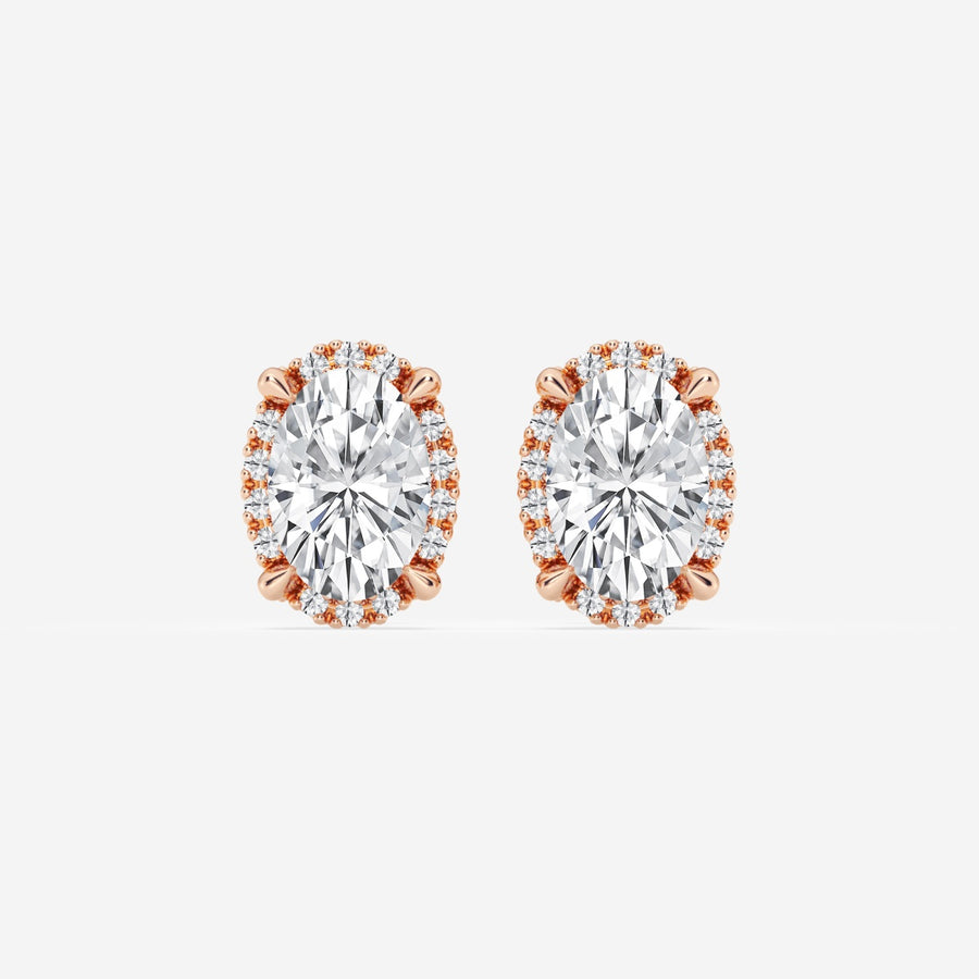 Oval Cut FG-VS2 Lab-Grown Diamond Halo Stud Earrings