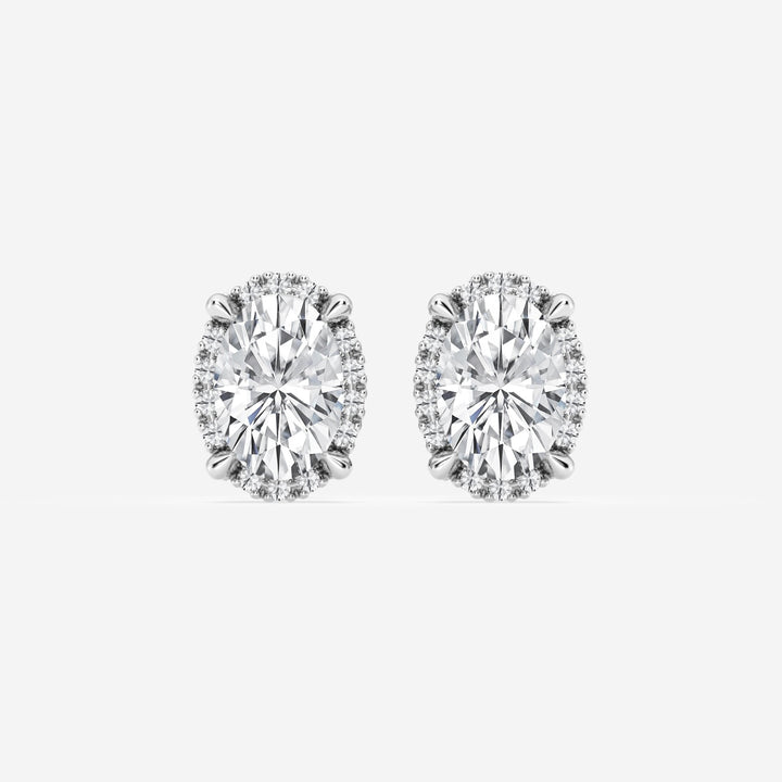 Oval Cut FG-VS2 Lab-Grown Diamond Halo Stud Earrings