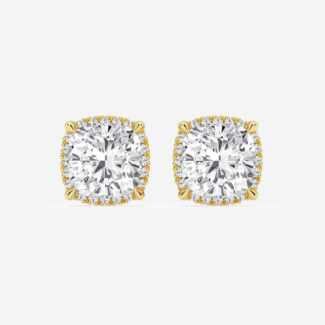 Cushion Cut FG-VS2 Lab-Grown Diamond Halo Set Stud Earrings