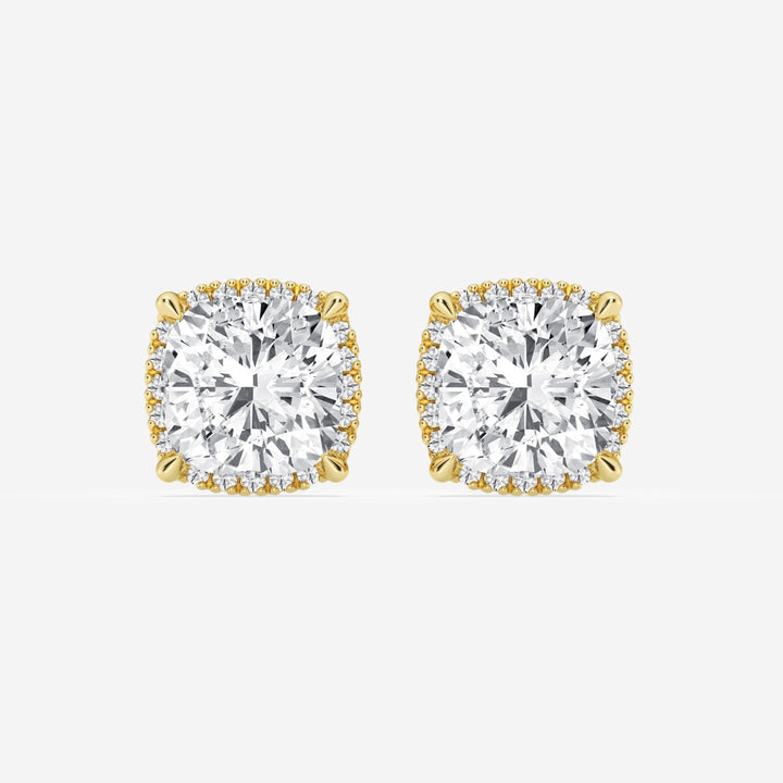 Cushion Cut FG-VS2 Lab-Grown Diamond Halo Set Stud Earrings