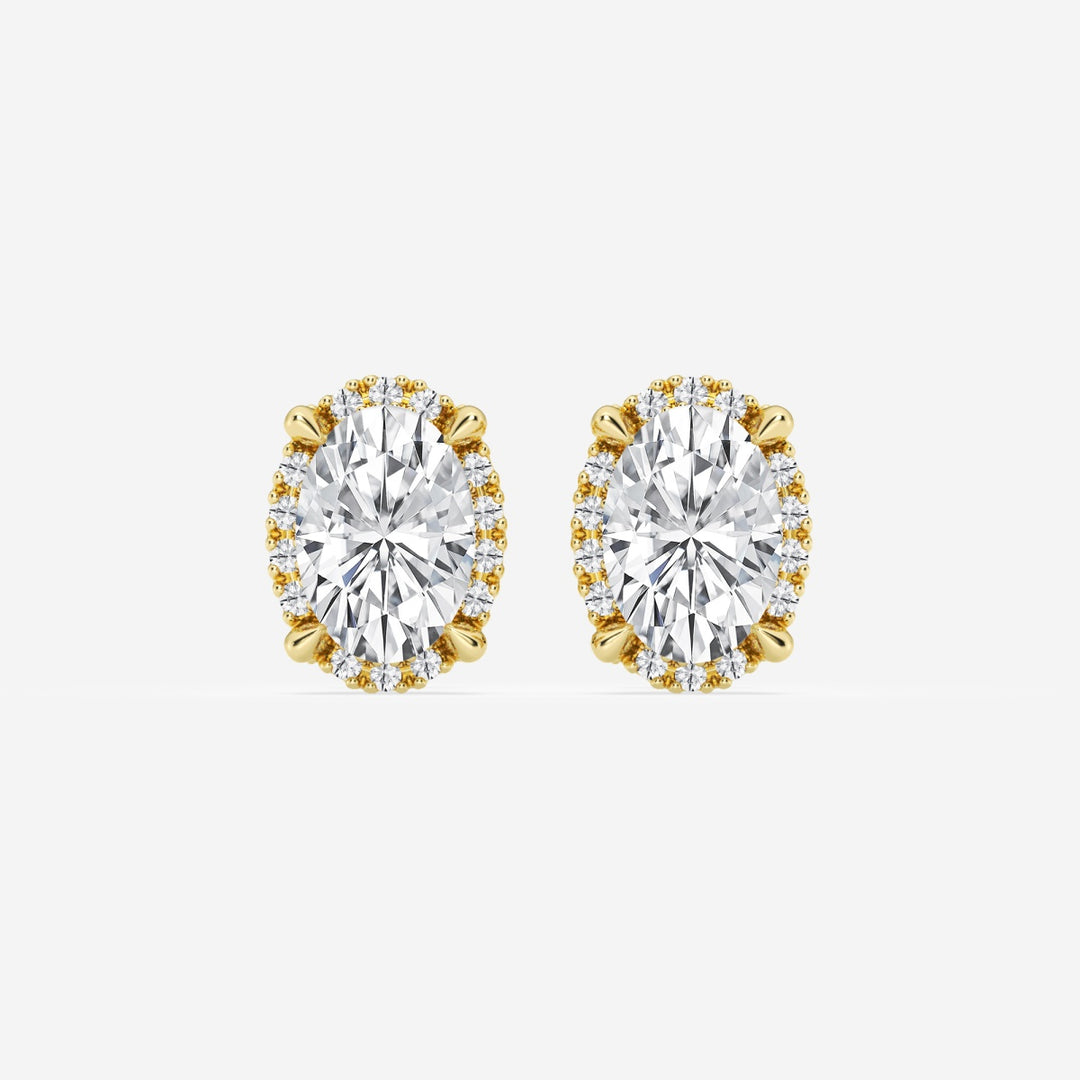 Oval Cut FG-VS2 Lab-Grown Diamond Halo Stud Earrings