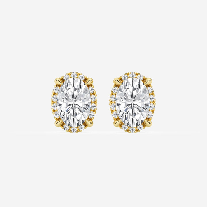 Oval Cut FG-VS2 Lab-Grown Diamond Halo Stud Earrings