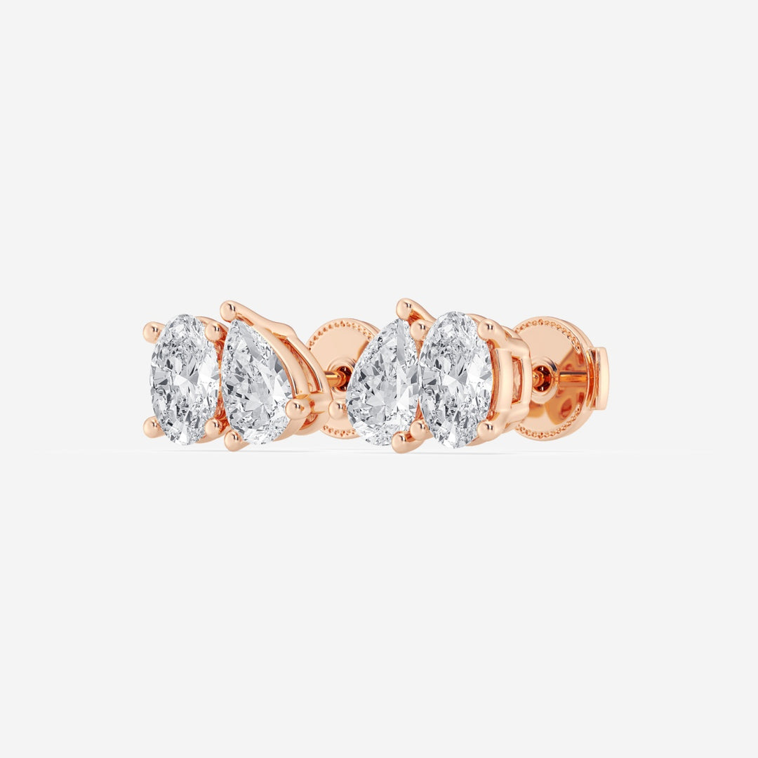 Pear & Oval Cut FG-VS2 Lab-Grown Diamond Two Stone Stud Earrings