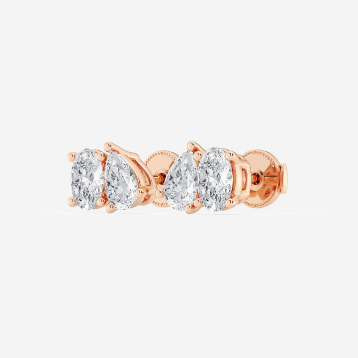 Pear & Oval Cut FG-VS2 Lab-Grown Diamond Two Stone Stud Earrings