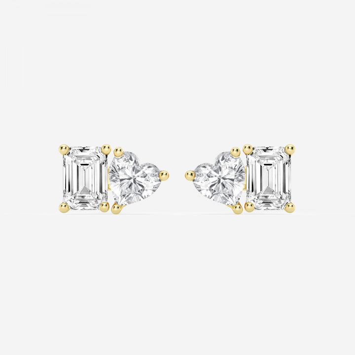 Heart & Emerald FG-VS2 Lab-Grown Diamond Two Stone Stud Earrings