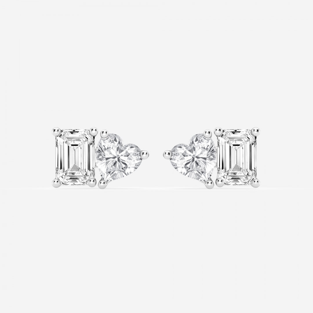 Heart & Emerald FG-VS2 Lab-Grown Diamond Two Stone Stud Earrings