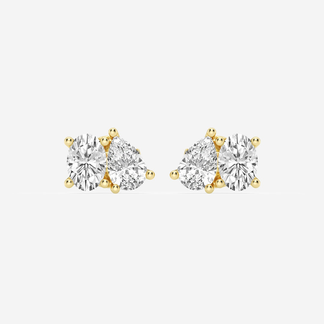 Pear & Oval Cut FG-VS2 Lab-Grown Diamond Two Stone Stud Earrings