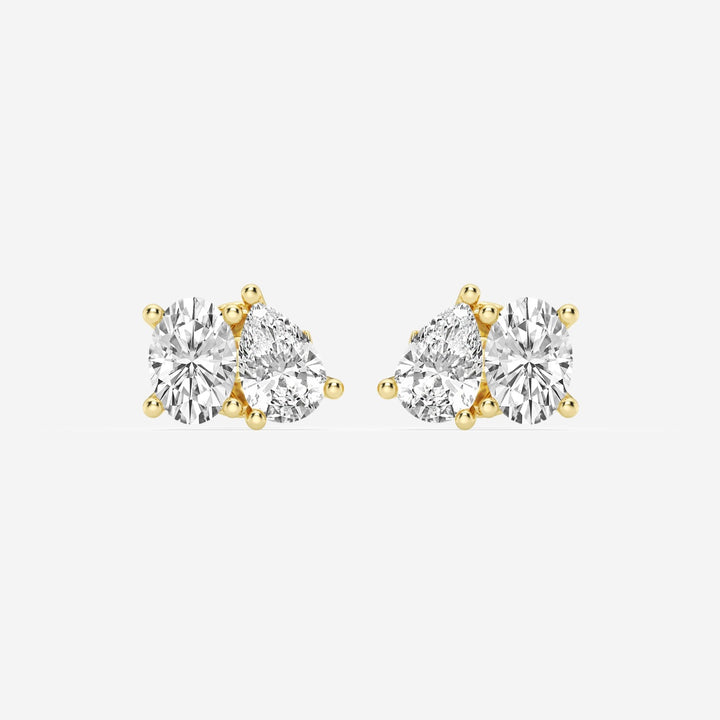 Pear & Oval Cut FG-VS2 Lab-Grown Diamond Two Stone Stud Earrings