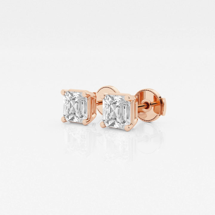 Asscher FG-VS2 Lab-Grown Diamond Solitaire Stud Earrings