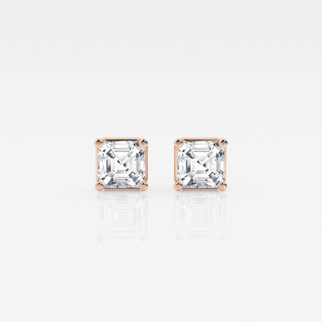 Asscher FG-VS2 Lab-Grown Diamond Solitaire Stud Earrings